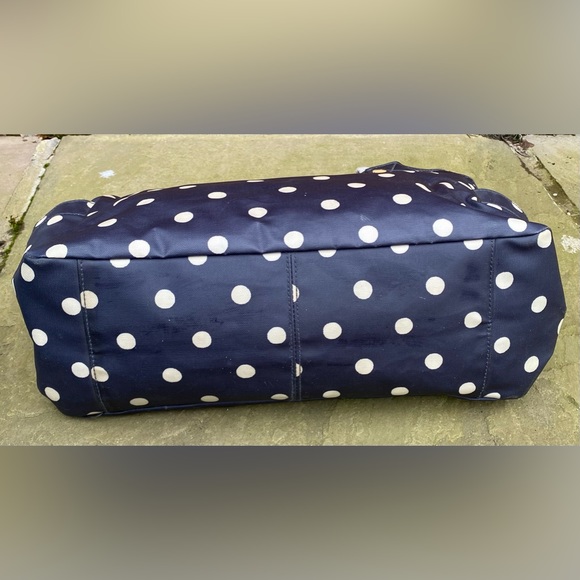Cath Kidston Navy Blue Polka Dot Handbag Classic Multiple Pocket Rockabilly - Picture 5 of 10